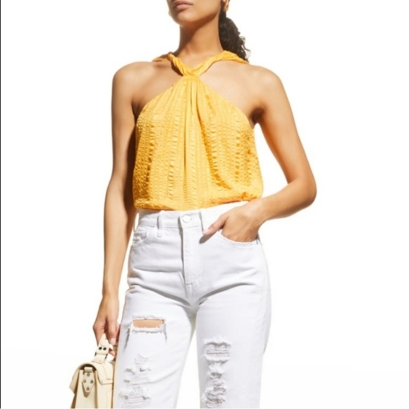 NWOT Frame Crinkled Silk Draped Halter Top. Size L - Picture 2 of 7